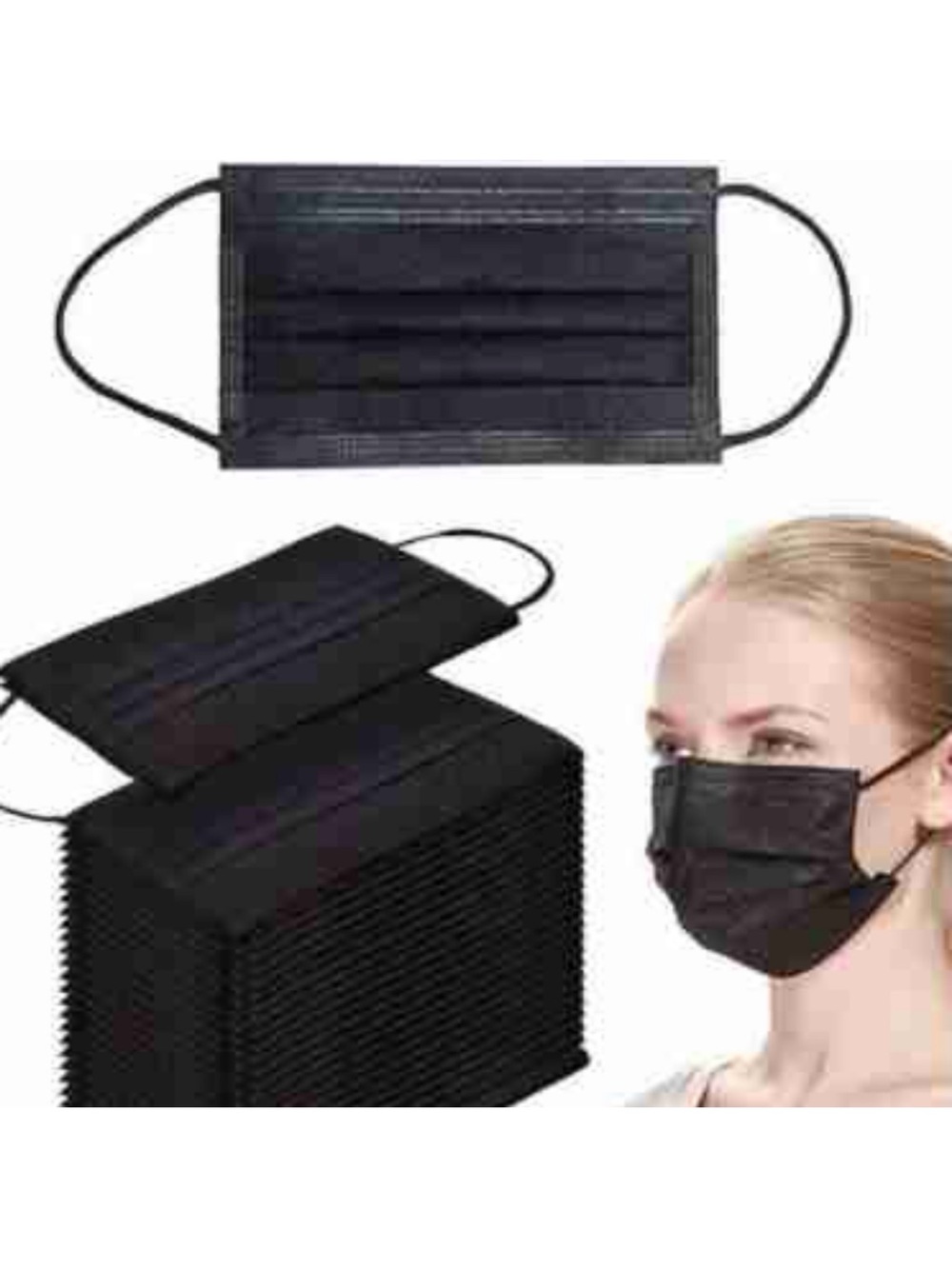Black Disposable Face Mask ( 6 boxes) - Picture 6 of 8
